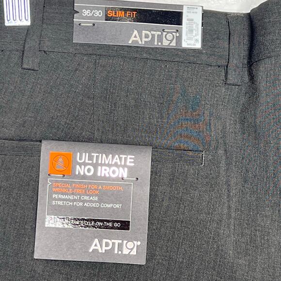 NWT Men's APT 9 Grey Slim Fit Business Dress Pants 36/30 - Picture 3 of 10